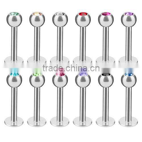 316L Surgical Stainless Steel Gem Labrets