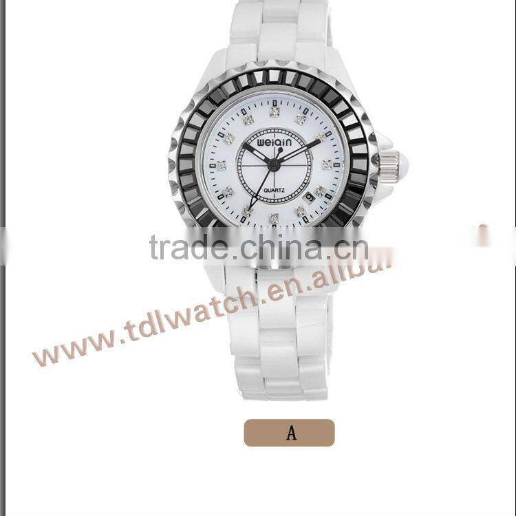 Luxury Womens Sapphire Glass Watch With Pink Zircon in Bezel