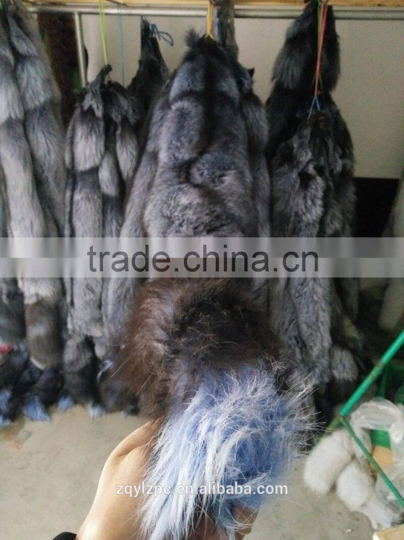 Natural color fur pelt real Silver Fox