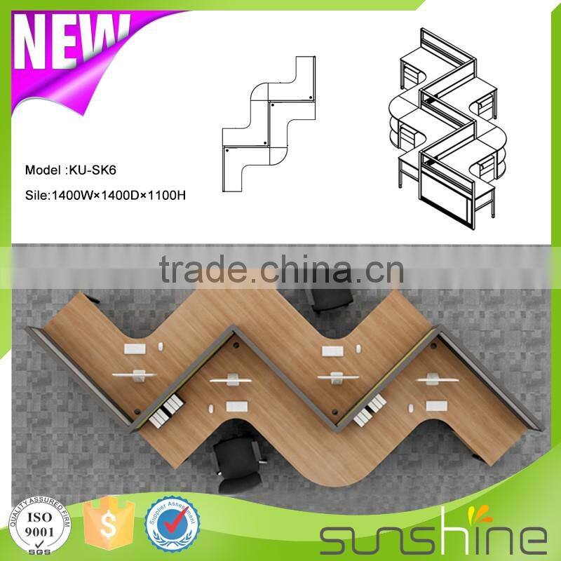 KU-SK6 Modern Curved Office Desk Workstation Partitions Commercial Office