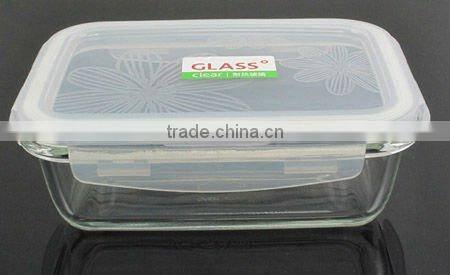 Heat Resistance Glass borosil clear glass lunch box with lock