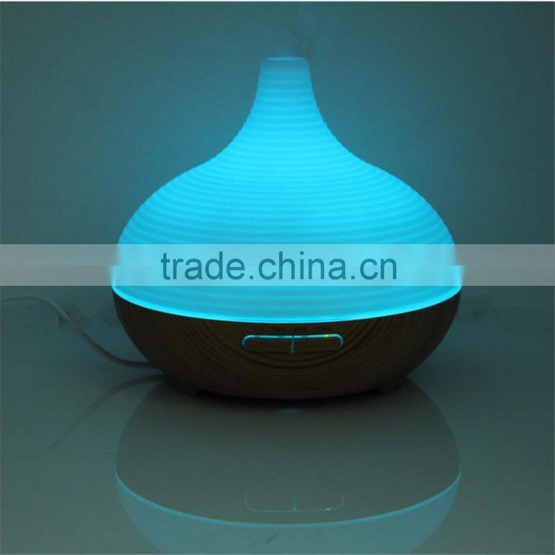 Changing Colored LED Lights Waterless Auto Shut-off Adjustable Mist Wooden Aroma Diffuser Bottle