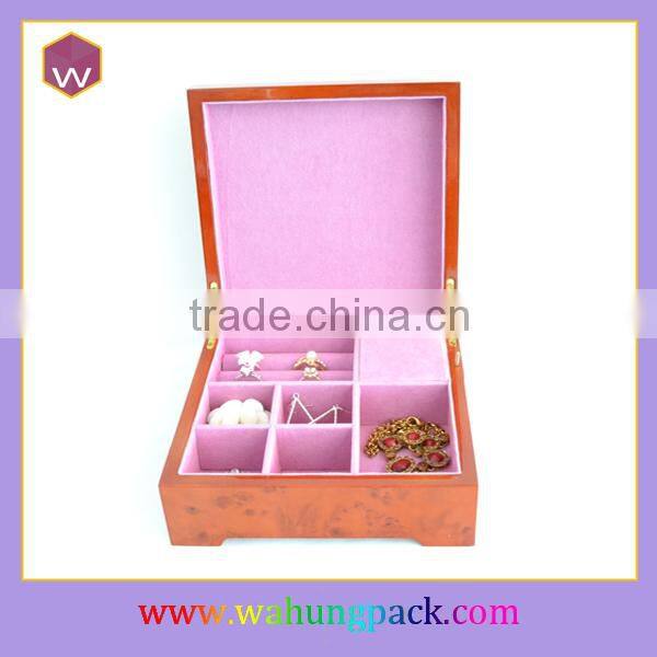 Antique Wood Music Box Glossy Painting Girl's Music Box With Lock Wholesale