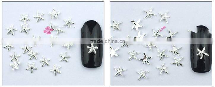 2016 most popular summer sea series metal nail parts, gold silver starfish 3D nail art decoration