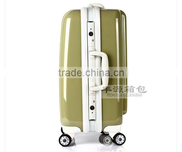 2014 china factory trolley case colorful abs luggage with aluminum frame/PC trolley luggage/ hard suitcase