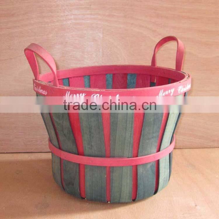 Colorful wooden festival basket with handle