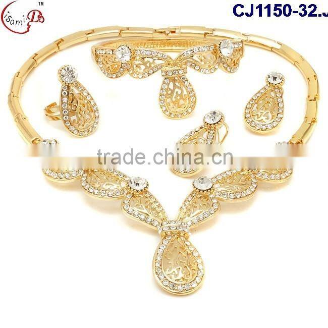 2016 top jewelry gold plating with rhinestone jewelry set wedding/evening party crystal jewelry set wholesale
