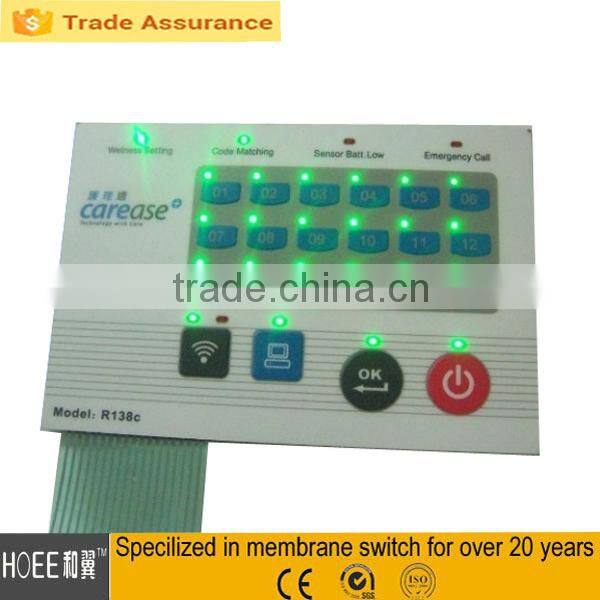 New Emboss type button Waterproof membrane switch with LED light