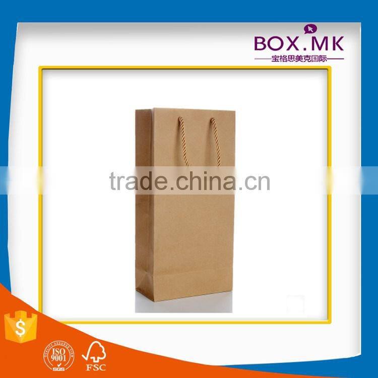 2016 Wholesale Handmade Brown Kraft Wine Paper Bag