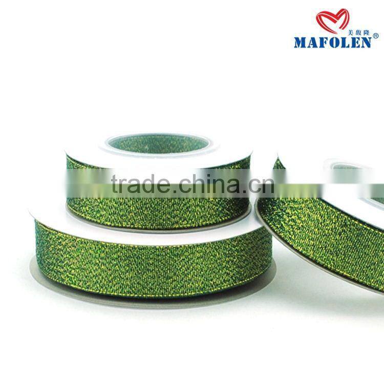 Christmas decorations made in china sparkle glitter ribbon 1.5 inch glow in dark