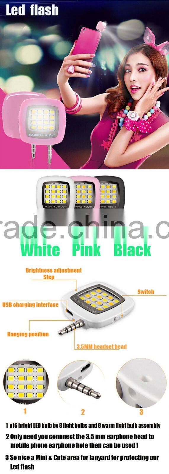Portable Selfie Flash Light 16 LEDS Flash Fill Light Match With Selfie Stick Monopod Tripod For Smartphone