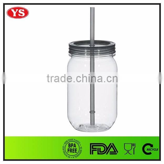 18oz custom bpa free wholesale acrylic mason jar with straw
