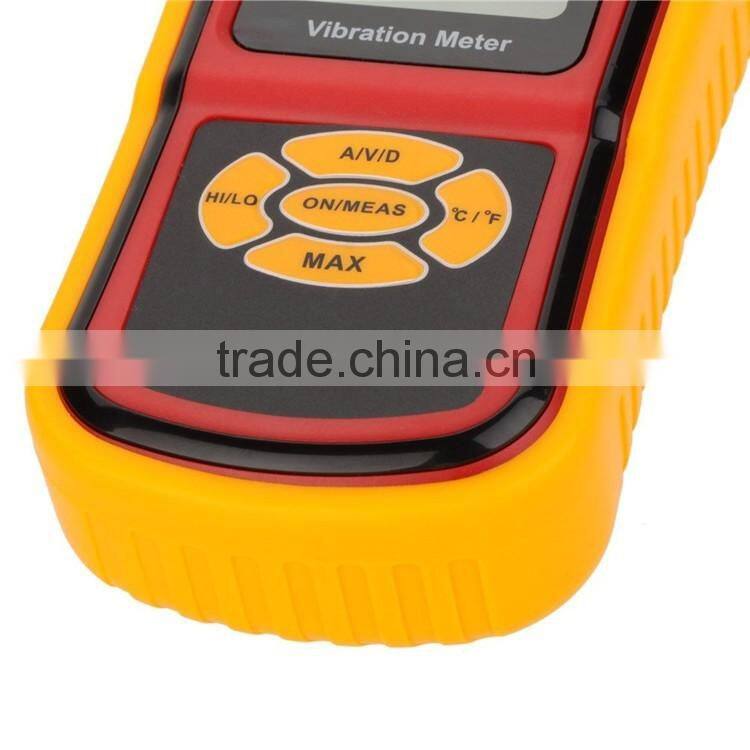 GM63B Portable Digital Vibrometer Vibration Analyzer Tester Meter + Temperature Meter with LCD Backlight