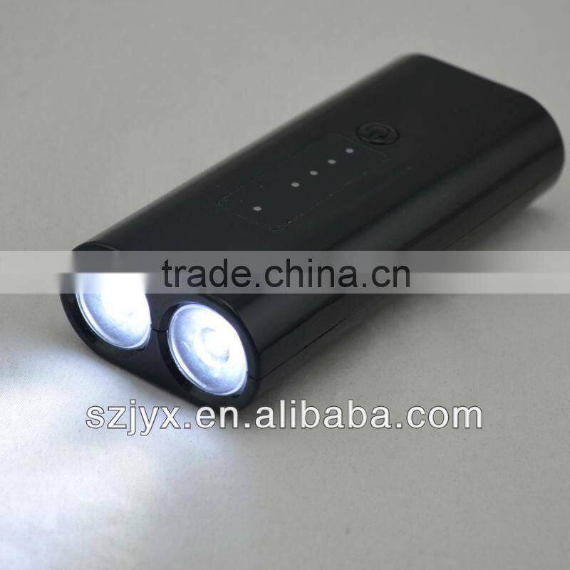 4400mAh with built in dual lamps flashlight mobile phone power bank