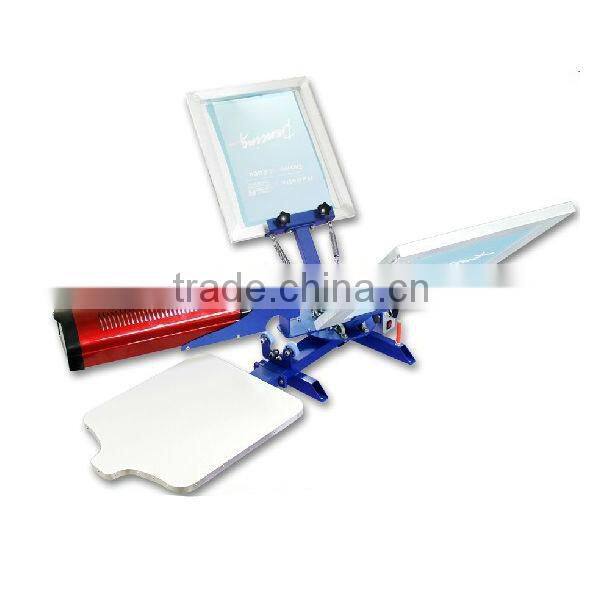 2 color 1 station manual silk screen printer with flash dryer