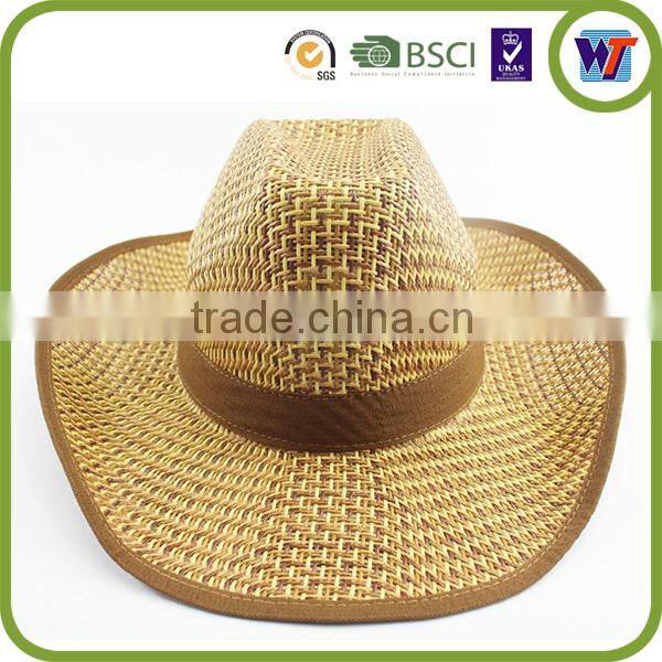 2016 new fashion handmade straw hats cowboy hat with print logo