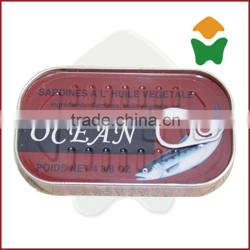 good quality sardines morocco in vegetable oil 125gX50tins
