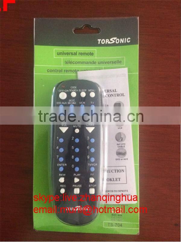 ZF High Quality Black 38 keys 4 in 1 Universal Remote Control for 4-Device with Blister Package