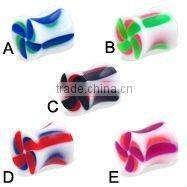 Fashion acrylic body jewelry marble saddle plugs
