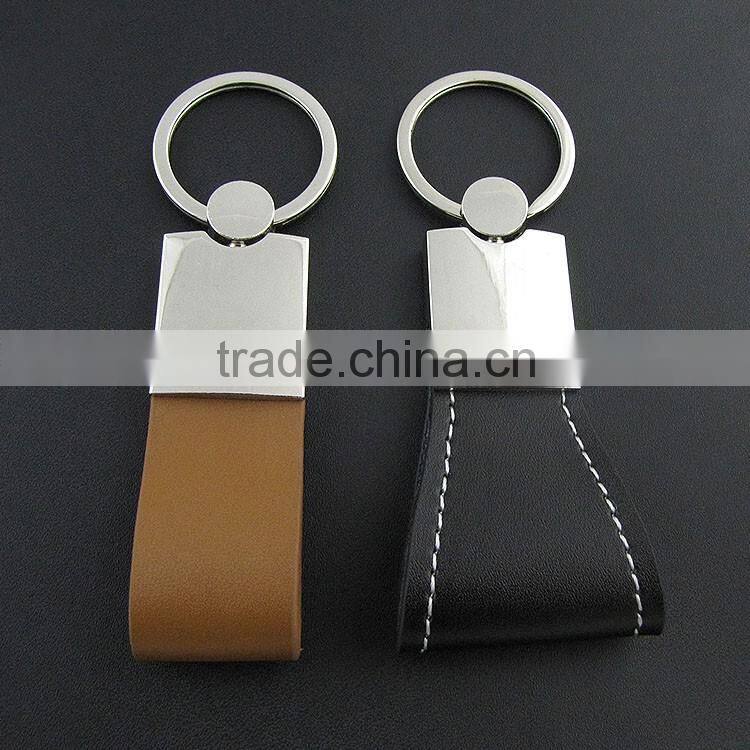 New fashion metal luxury double key rings leather keychain