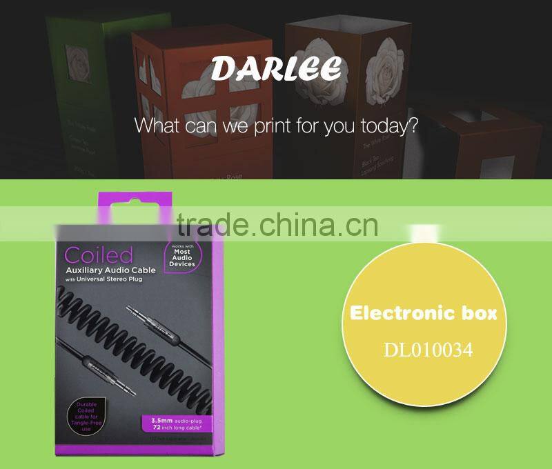 Cheapest embossed UV custom logo recyclable free sample data cable paper box packaging