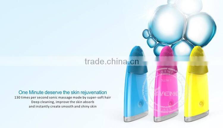 Blue Color Vibration silicone face brush Deep Cleaning