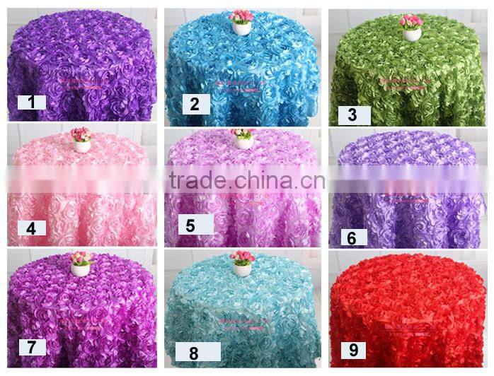 LZB015 120inch popular selling red rosette table cloth wholesale