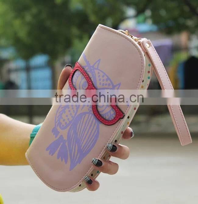 Cute Owl Glasses Hit Color Printing Korean Rounded Zipper Long Women Wallet New Fashion Ladies Clutch Card & ID Holders Purse