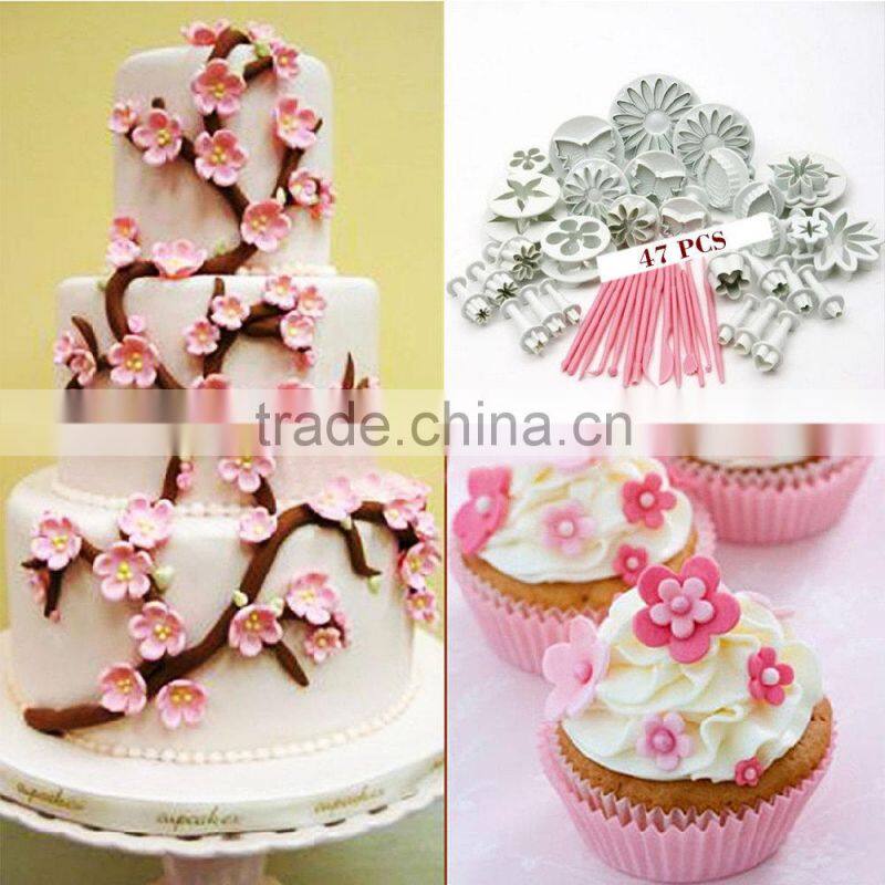 2015 New Arrival 47pcs Cake Decoration Mold Tools Set Sugarcraft Icing Cutters Plungers Fondant