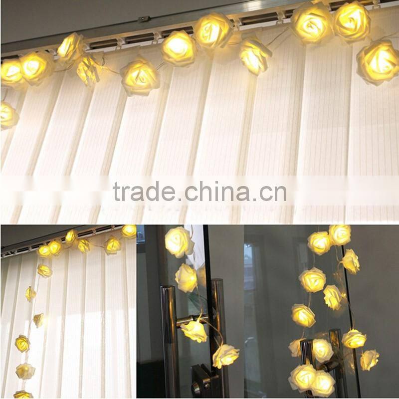 20 LED Rose Flower String Lights for Wedding Garden Party Christmas Decoration Warm White