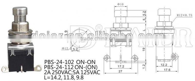 PBS-24-102 ON ON 6 PIN foot type push button switch