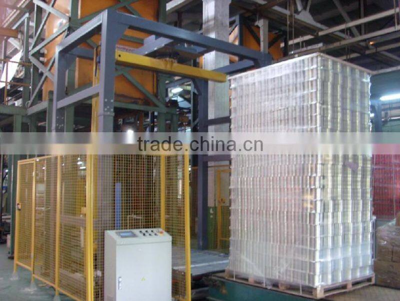 fully automatic rotary arm pallet wrapping machine with conveyor