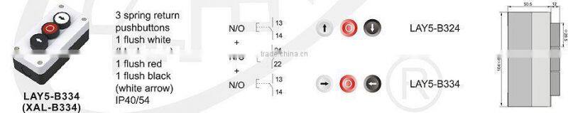 LAY5-B334 3 spring return push button N/O +N/C+N/O contact push button