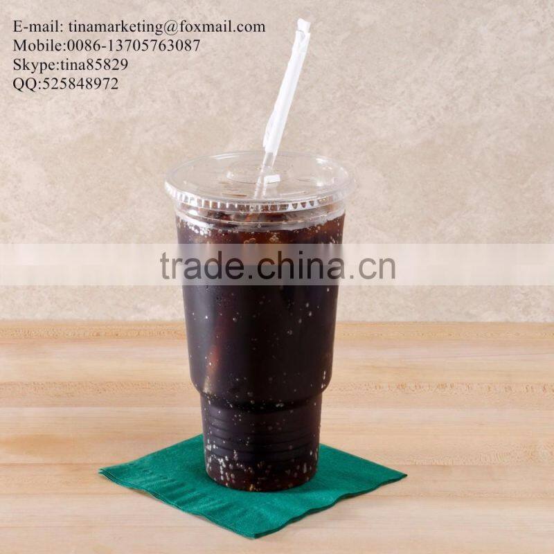 Custom Disposable Clear Plastic Cold Drink Cup Lid with Straw Slot for 16,20 and 24oz Cup