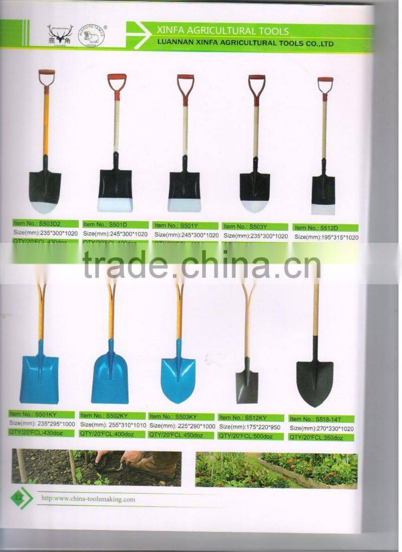 high quality farm wooden handle tools South Korea types shovel spade