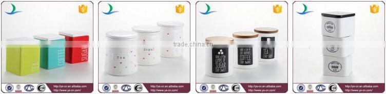 Green decal ceramic food storage jars wholesale