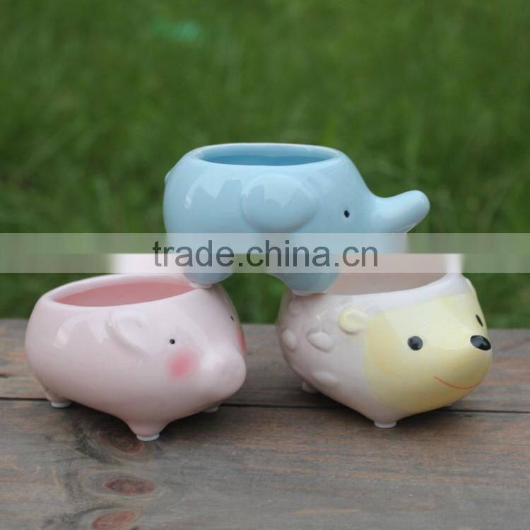 Cute ceramic animal shape planters for succulent plants