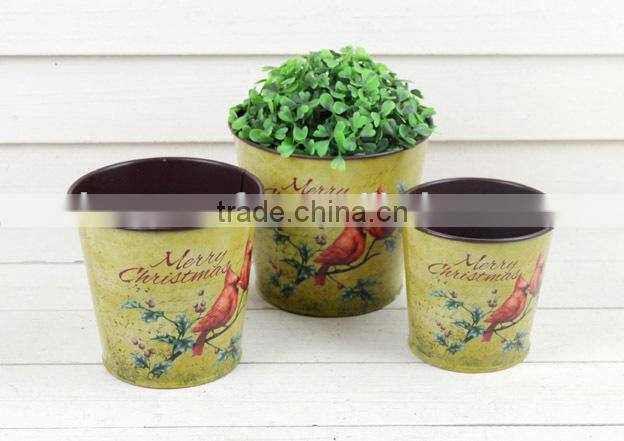 2016 s/3 paper decal metal round bird decor gardenl flower pot,bali garden pot