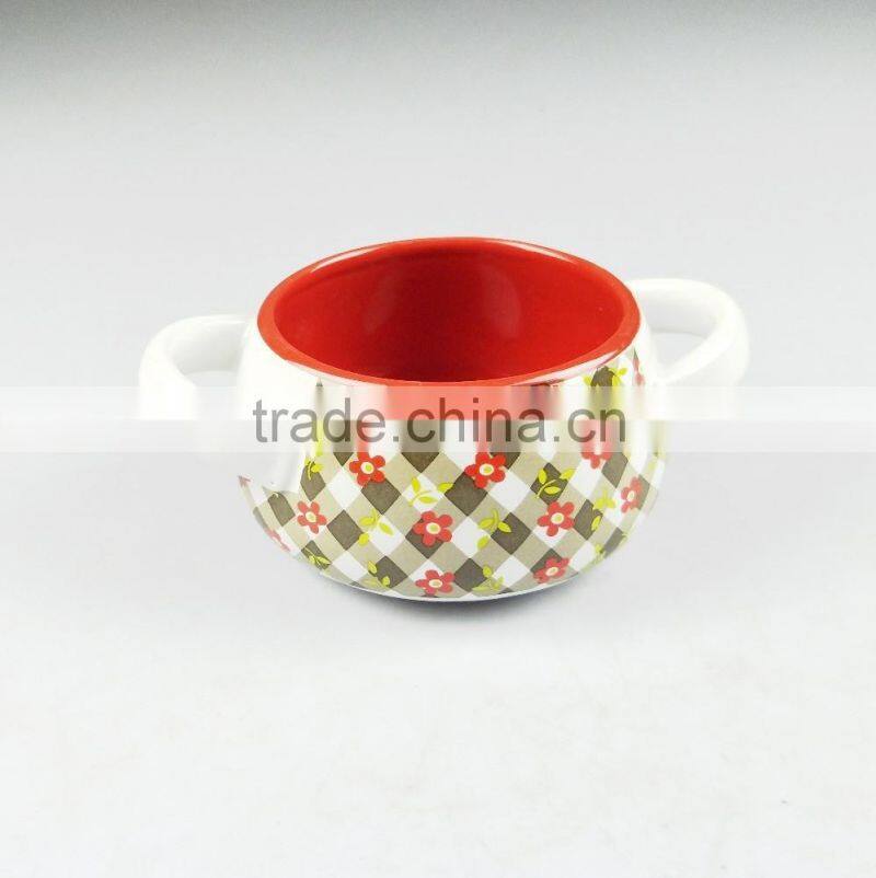 Ceramic Stoneware Soup Mug with Two Ears