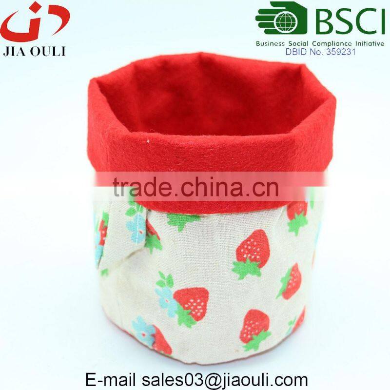New design flowers printing linen and felt planter pot cover bags