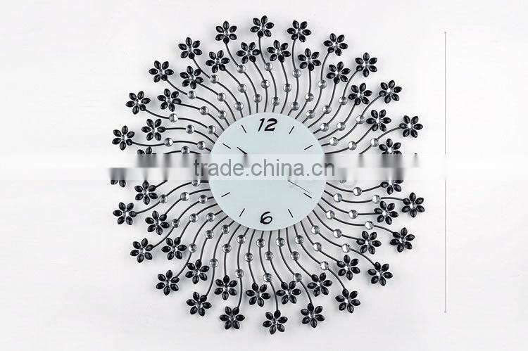 Flower crystal metal wall digital clock
