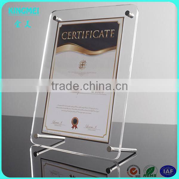 KM-CP61 Kingmei Counter Frameless Crystal Acrylic Plexiglass Picture Frame with Metal Screw Holder