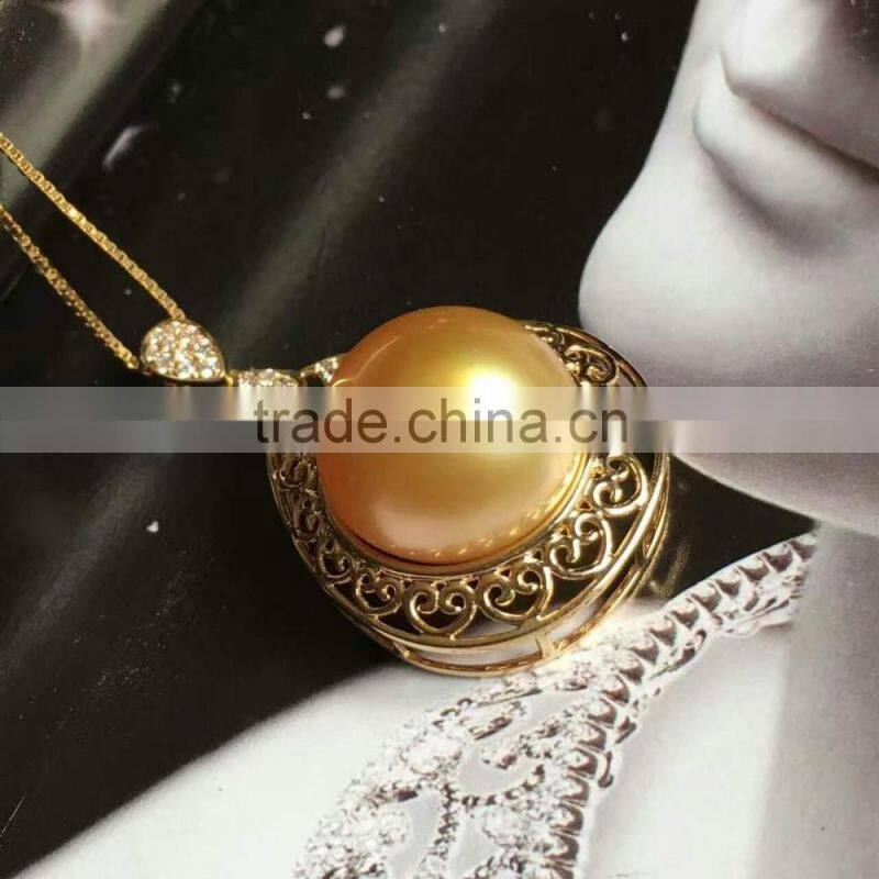 Wholesale 11-12mm Golden South Sea Pearl Pendant