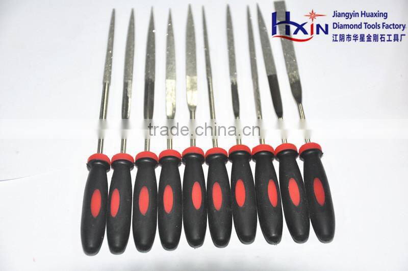 10 pcs electroplated diamond file set with rubber plastic handle