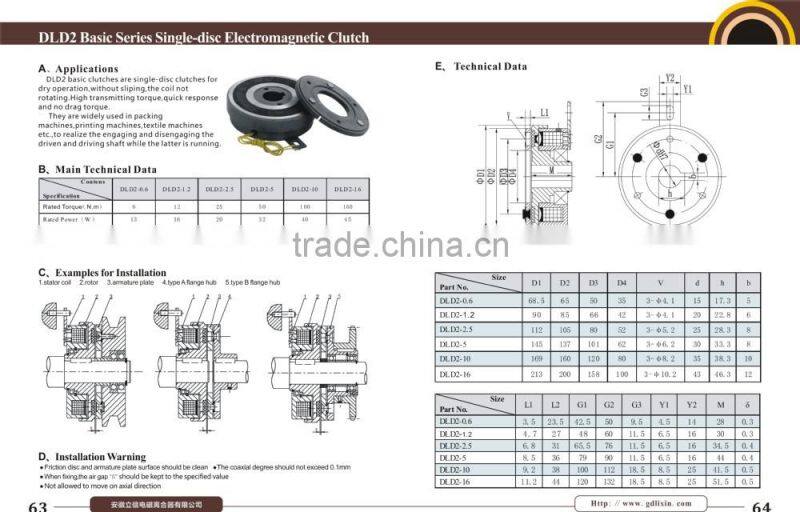 DLD2-2.5 Basic Single Plate Electromagnetic Clutch