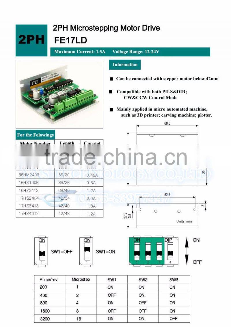 20 28 35 36 39 42 57mm Stepper Motor Driver 1.5A DC12-24V