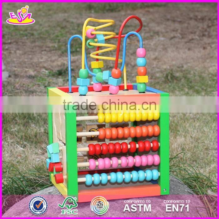 2017 new design funny toy children multi-function wooden bead maze cube W11B060