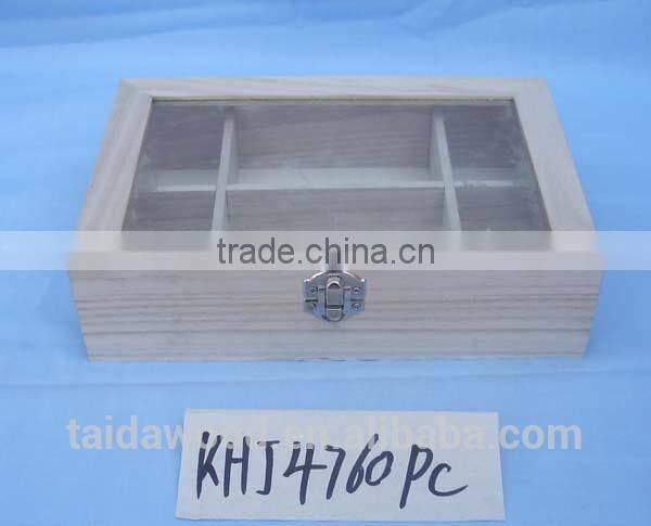 Custom logo and color 6 compartment solid wooden tea box accept OEM