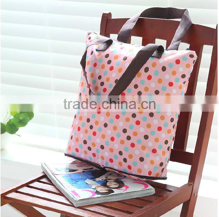 Full color printing 300D Polyester fashion tote bags with square zipper pocket