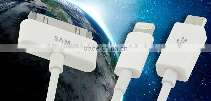 Fashionable multi-function colorful 4 in 1 usb data cable for iphone samsung